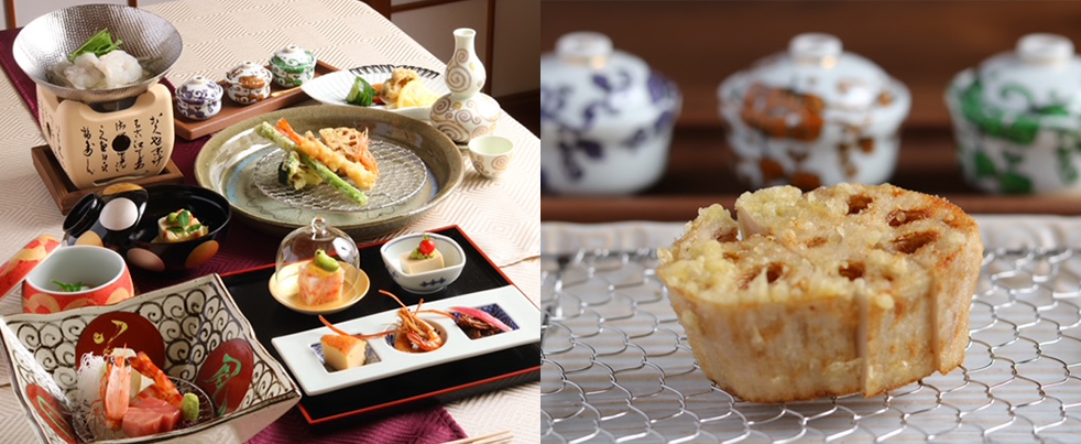 目の前で揚げる天ぷらを中心に和食を提供。気軽なランチからコースまでを用意する。